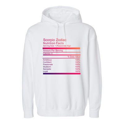 Scorpio Zodiac Nutrition Facts Scorpio Birthday Gift Garment-Dyed Fleece Hoodie