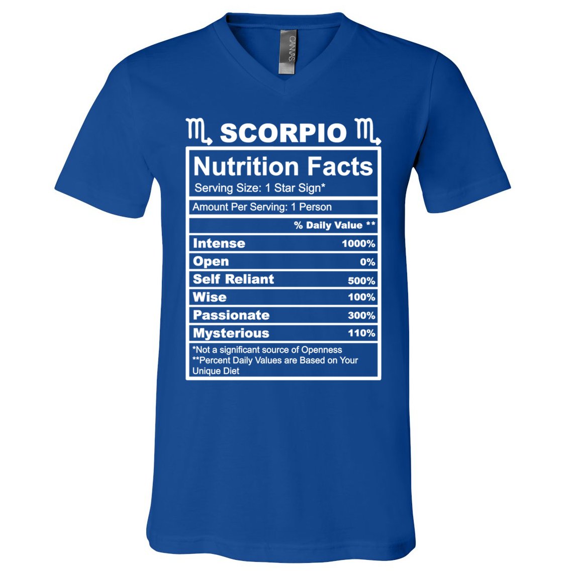 Scorpio Zodiac Nutrition Facts Gift V-Neck T-Shirt