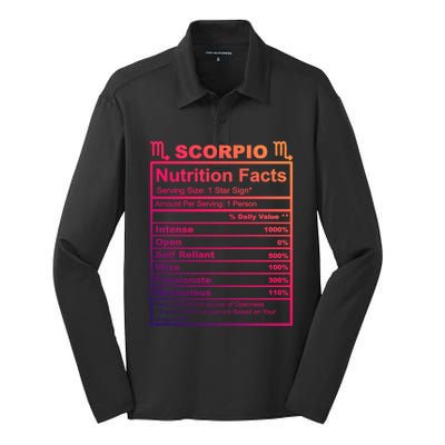 Scorpio Zodiac Nutrition Facts Gift Silk Touch Performance Long Sleeve Polo