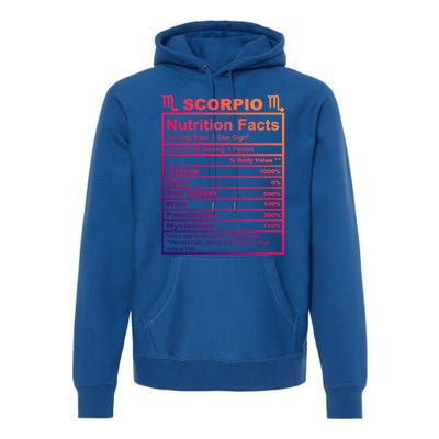 Scorpio Zodiac Nutrition Facts Gift Premium Hoodie