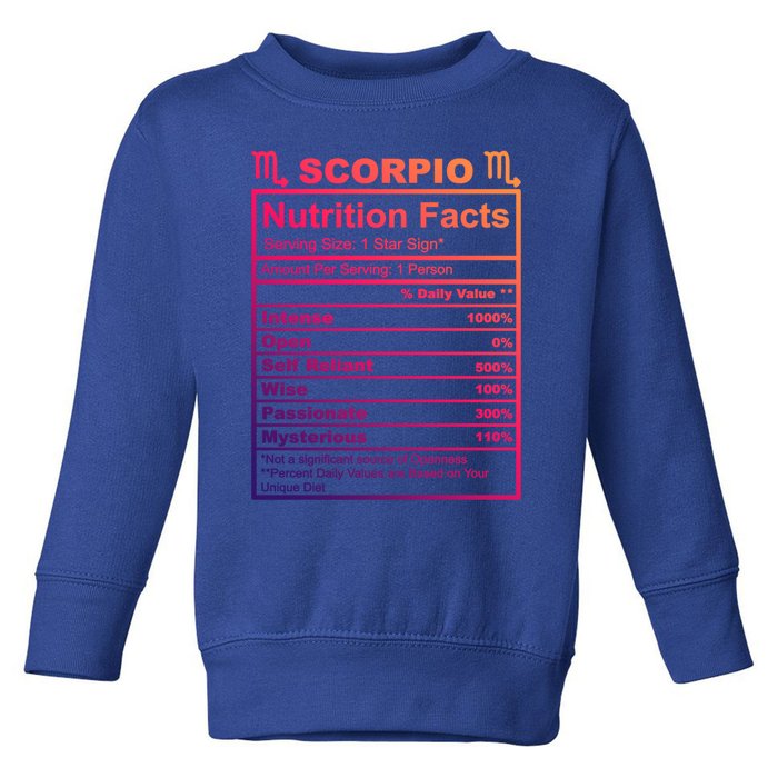 Scorpio Zodiac Nutrition Facts Gift Toddler Sweatshirt