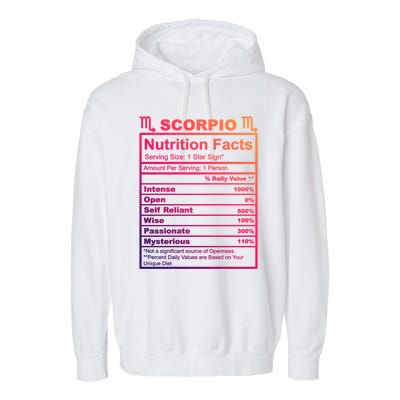 Scorpio Zodiac Nutrition Facts Gift Garment-Dyed Fleece Hoodie