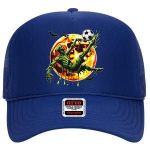 Spooky Zombie Playing Soccer Halloween Costume High Crown Mesh Back Trucker Hat