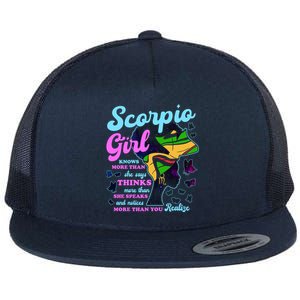 Scorpio Zodiac Proud Melanin Gift Flat Bill Trucker Hat