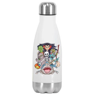 Skeleton Zombie Riding Mummy Shark Funny Halloween Pumpkin Stainless Steel Insulated Water Bottle