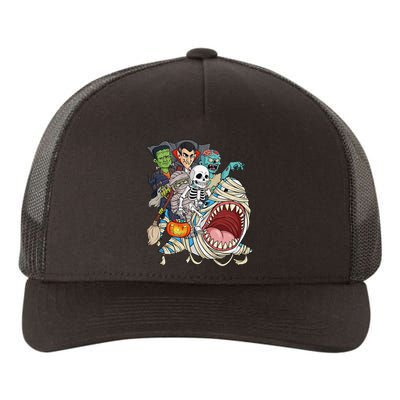 Skeleton Zombie Riding Mummy Shark Vampire Halloween Pumpkin Yupoong Adult 5-Panel Trucker Hat