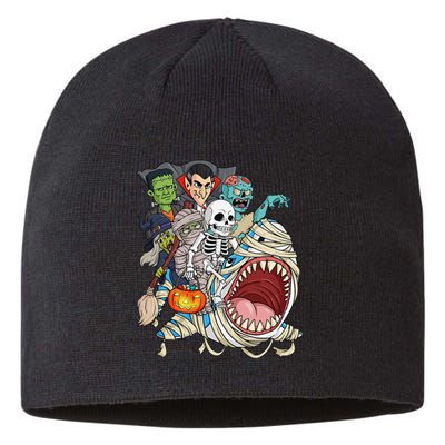 Skeleton Zombie Riding Mummy Shark Vampire Halloween Pumpkin Sustainable Beanie