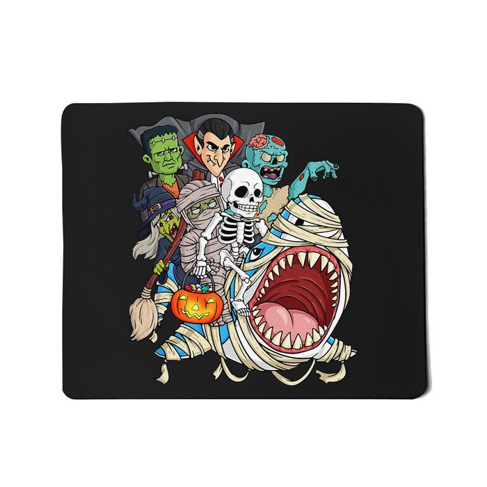 Skeleton Zombie Riding Mummy Shark Vampire Halloween Pumpkin Mousepad