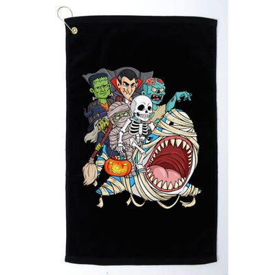 Skeleton Zombie Riding Mummy Shark Vampire Halloween Pumpkin Platinum Collection Golf Towel