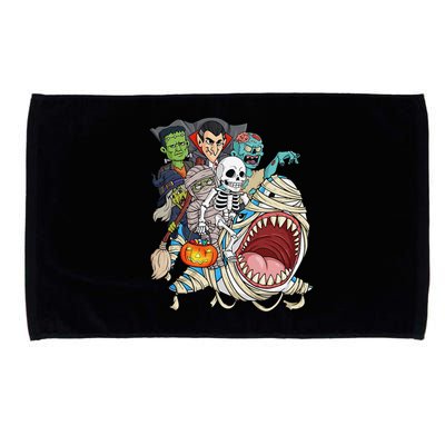 Skeleton Zombie Riding Mummy Shark Vampire Halloween Pumpkin Microfiber Hand Towel