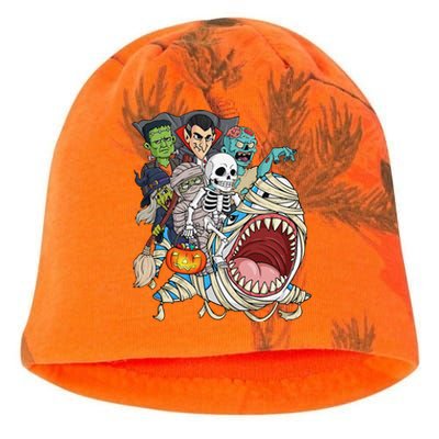 Skeleton Zombie Riding Mummy Shark Vampire Halloween Pumpkin Kati - Camo Knit Beanie