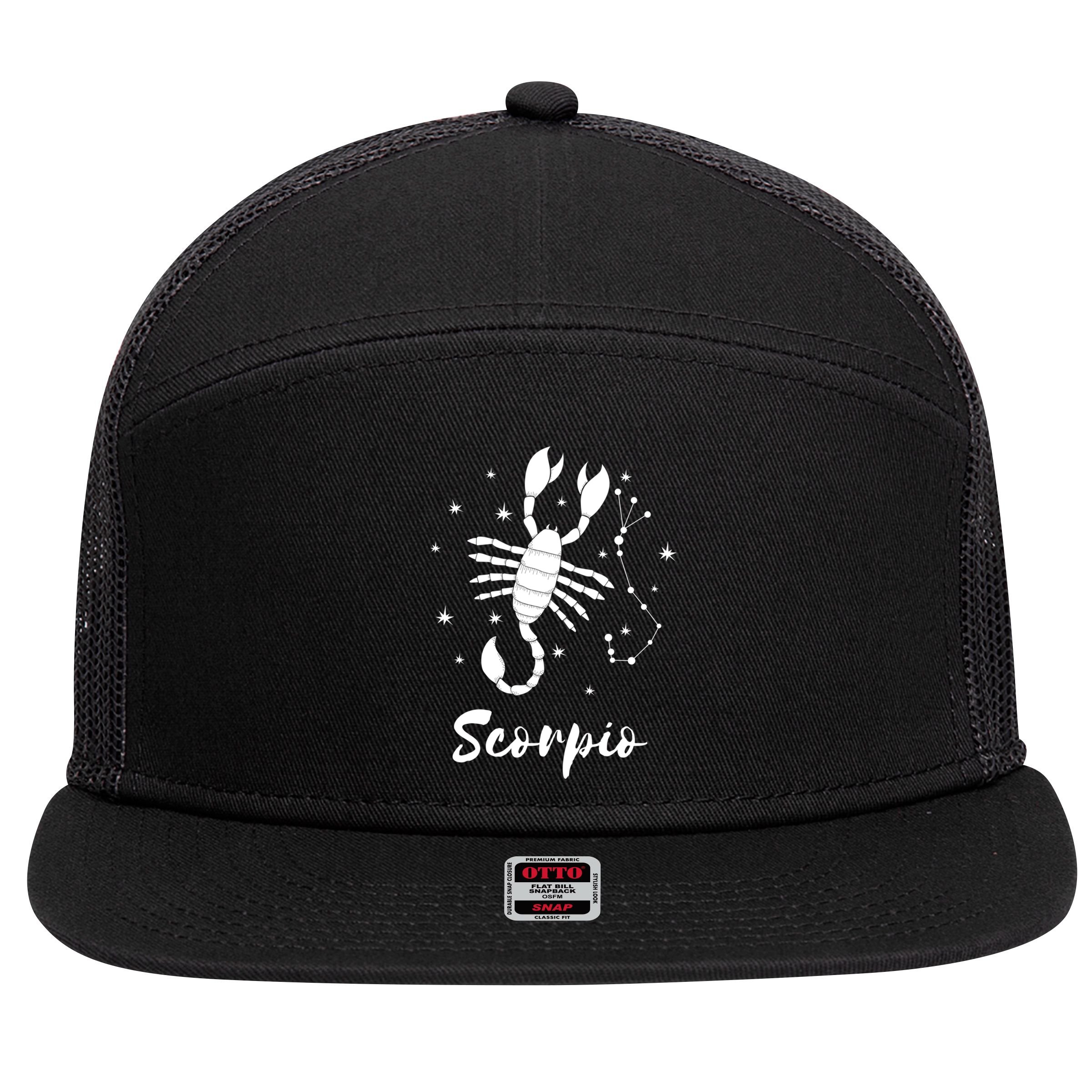 Scorpio Zodiac Sign Gift 7 Panel Mesh Trucker Snapback Hat