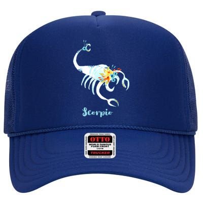 Scorpio Zodiac Sign Gift High Crown Mesh Back Trucker Hat