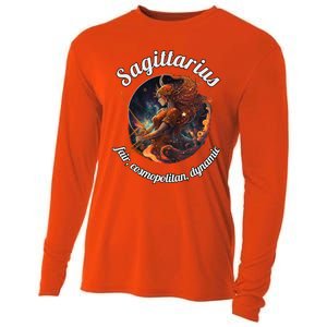 Sagittarius Zodiac Sign Astronomy Gift Cooling Performance Long Sleeve Crew