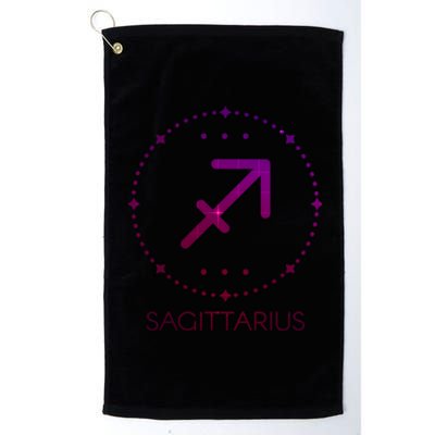 Sagittarius Zodiac Sign Bow And Arrow Gift Platinum Collection Golf Towel