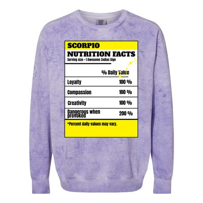 Scorpio Zodiac Star Sign Funny Astrology Nutrition Facts Great Gift Colorblast Crewneck Sweatshirt