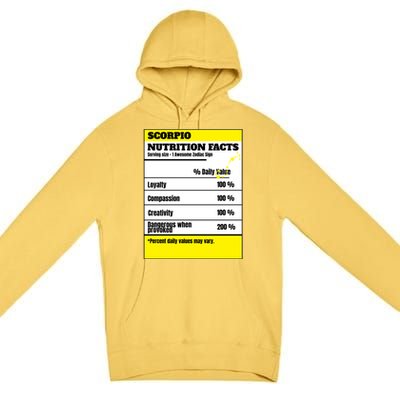 Scorpio Zodiac Star Sign Funny Astrology Nutrition Facts Great Gift Premium Pullover Hoodie