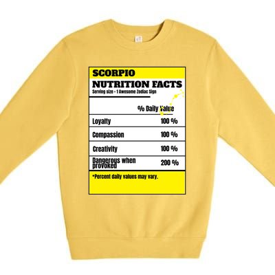 Scorpio Zodiac Star Sign Funny Astrology Nutrition Facts Great Gift Premium Crewneck Sweatshirt