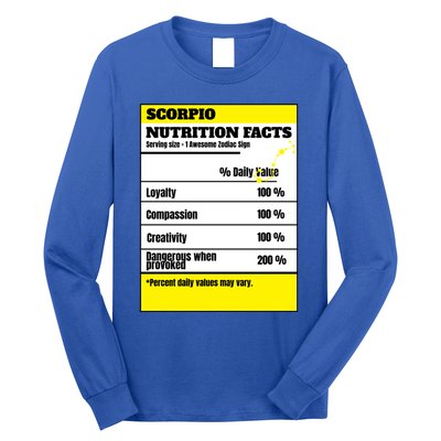 Scorpio Zodiac Star Sign Funny Astrology Nutrition Facts Great Gift Long Sleeve Shirt