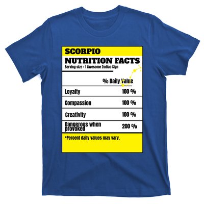 Scorpio Zodiac Star Sign Funny Astrology Nutrition Facts Great Gift T-Shirt