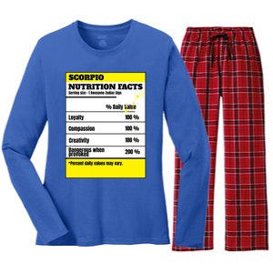 Scorpio Zodiac Star Sign Funny Astrology Nutrition Facts Great Gift Women's Long Sleeve Flannel Pajama Set 