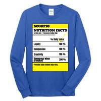 Scorpio Zodiac Star Sign Funny Astrology Nutrition Facts Great Gift Tall Long Sleeve T-Shirt