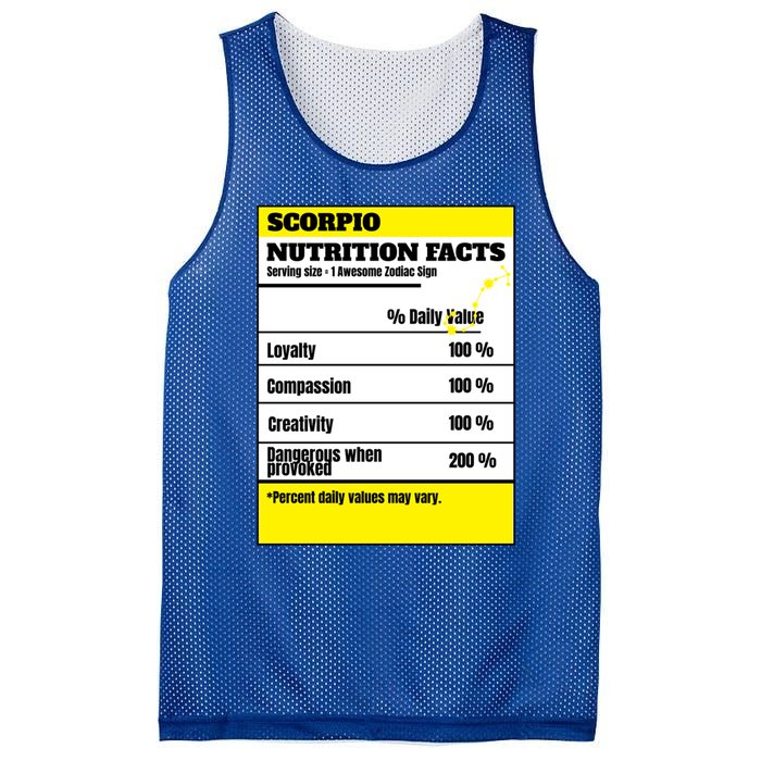 Scorpio Zodiac Star Sign Funny Astrology Nutrition Facts Great Gift Mesh Reversible Basketball Jersey Tank