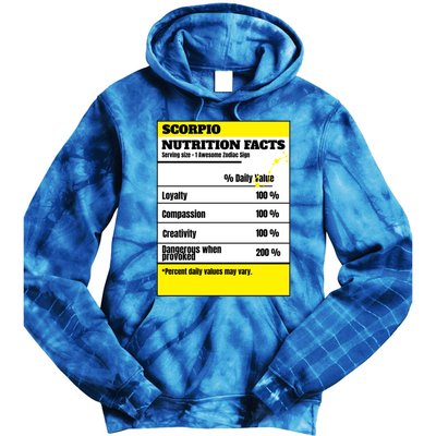 Scorpio Zodiac Star Sign Funny Astrology Nutrition Facts Great Gift Tie Dye Hoodie