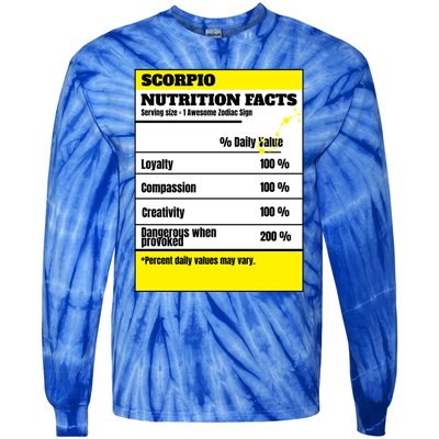 Scorpio Zodiac Star Sign Funny Astrology Nutrition Facts Great Gift Tie-Dye Long Sleeve Shirt