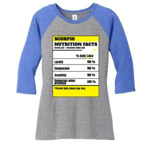 Scorpio Zodiac Star Sign Funny Astrology Nutrition Facts Great Gift Women's Tri-Blend 3/4-Sleeve Raglan Shirt