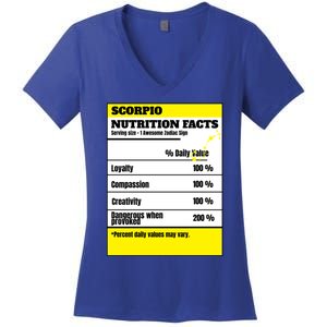 Scorpio Zodiac Star Sign Funny Astrology Nutrition Facts Great Gift Women's V-Neck T-Shirt