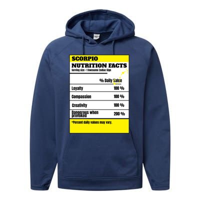 Scorpio Zodiac Star Sign Funny Astrology Nutrition Facts Great Gift Performance Fleece Hoodie