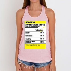 Scorpio Zodiac Star Sign Funny Astrology Nutrition Facts Great Gift Women's Knotted Racerback Tank