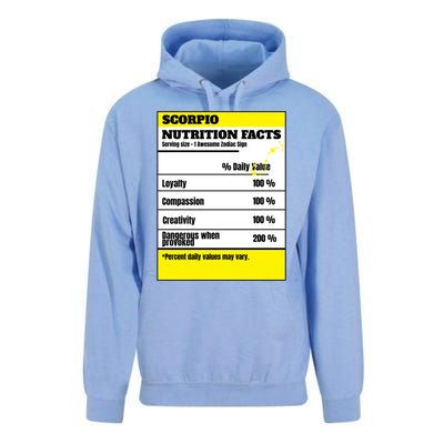 Scorpio Zodiac Star Sign Funny Astrology Nutrition Facts Great Gift Unisex Surf Hoodie