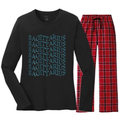 Sagittarius Zodiac Sign Astrology Moonlight Press Women's Long Sleeve Flannel Pajama Set 