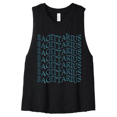 Sagittarius Zodiac Sign Astrology Moonlight Press Women's Racerback Cropped Tank