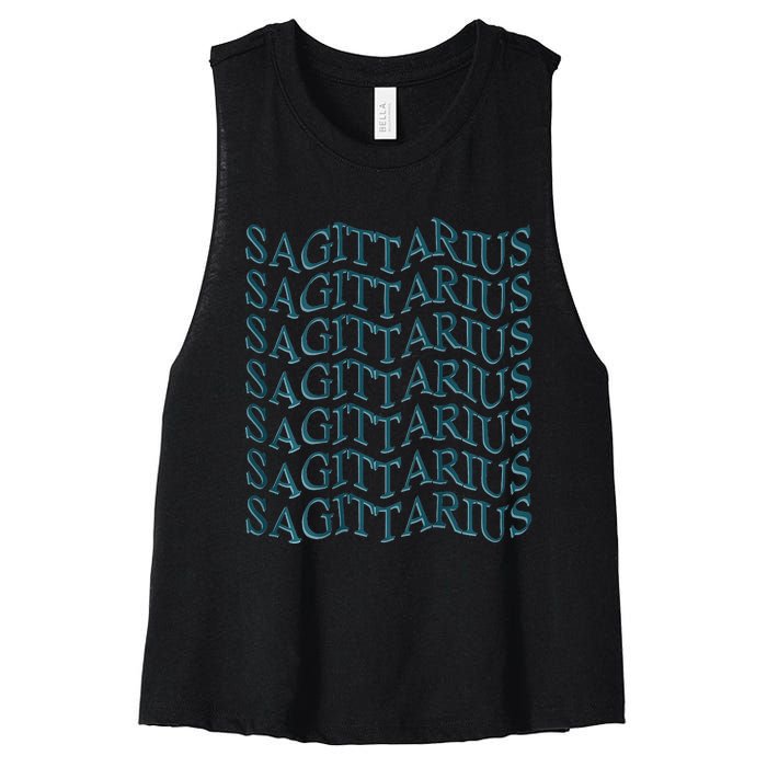 Sagittarius Zodiac Sign Astrology Moonlight Press Women's Racerback Cropped Tank