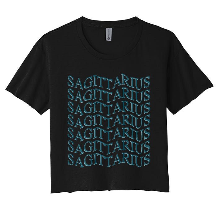 Sagittarius Zodiac Sign Astrology Moonlight Press Women's Crop Top Tee