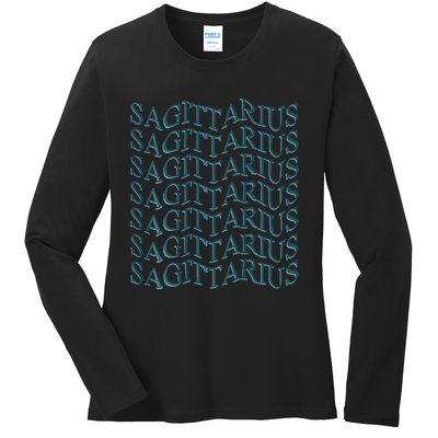 Sagittarius Zodiac Sign Astrology Moonlight Press Ladies Long Sleeve Shirt