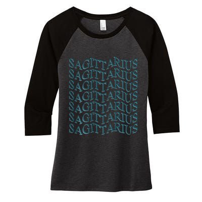 Sagittarius Zodiac Sign Astrology Moonlight Press Women's Tri-Blend 3/4-Sleeve Raglan Shirt