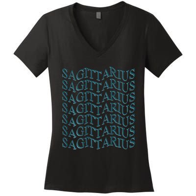 Sagittarius Zodiac Sign Astrology Moonlight Press Women's V-Neck T-Shirt