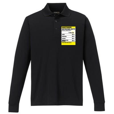 Sagittarius Zodiac Star Sign Funny Astrology Nutrition Facts Gift Performance Long Sleeve Polo