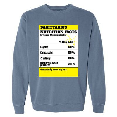 Sagittarius Zodiac Star Sign Funny Astrology Nutrition Facts Gift Garment-Dyed Sweatshirt