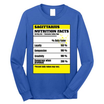 Sagittarius Zodiac Star Sign Funny Astrology Nutrition Facts Gift Long Sleeve Shirt