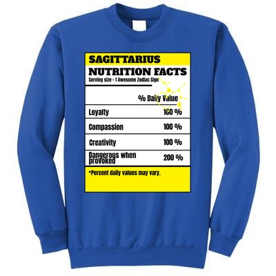 Sagittarius Zodiac Star Sign Funny Astrology Nutrition Facts Gift Sweatshirt