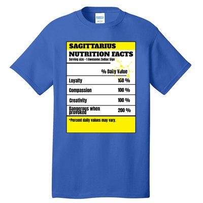 Sagittarius Zodiac Star Sign Funny Astrology Nutrition Facts Gift Tall T-Shirt