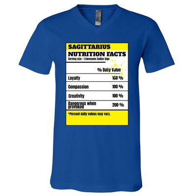 Sagittarius Zodiac Star Sign Funny Astrology Nutrition Facts Gift V-Neck T-Shirt