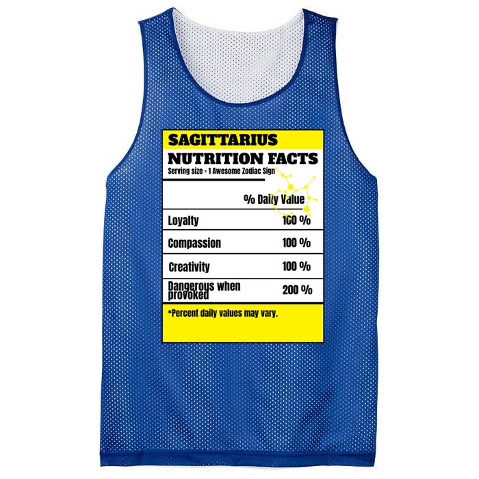 Sagittarius Zodiac Star Sign Funny Astrology Nutrition Facts Gift Mesh Reversible Basketball Jersey Tank