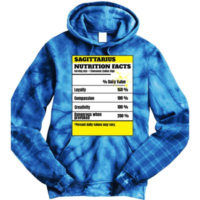 Sagittarius Zodiac Star Sign Funny Astrology Nutrition Facts Gift Tie Dye Hoodie