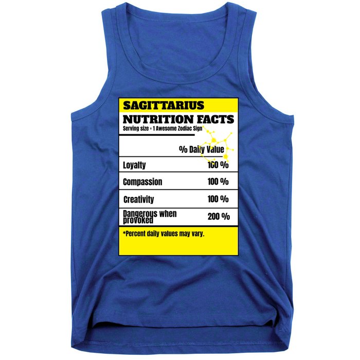 Sagittarius Zodiac Star Sign Funny Astrology Nutrition Facts Gift Tank Top